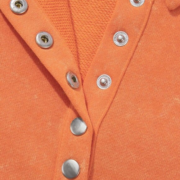 Orange Casual Women's Lantern Sleeve Button Half Placket Loose Sweatshirt - Picture 11 of 11